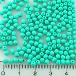 Round Faceted Fire Polished Czech Beads - Matte Turquoise Green - 3mm