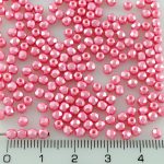 Round Faceted Fire Polished Czech Beads - Pastel Pearl Pink - 3mm