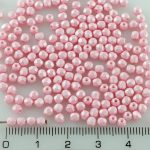 Round Faceted Fire Polished Czech Beads - Matte Pastel Pink Pearl - 3mm