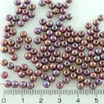 Round Faceted Fire Polished Czech Beads - Iris Vega Purple - 4mm
