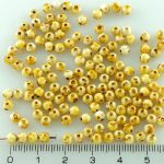Round Faceted Fire Polished Czech Beads - Picasso White Brown Rustic - 4mm