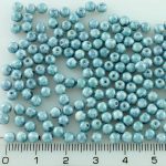 Round Czech Beads - Picasso Terracotta Blue Turquoise - 4mm