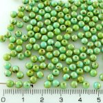 Round Czech Beads - Picasso Turquoise Blue Green - 4mm