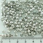 Round Czech Beads - Metallic Crystal Labrador Silver Half - 4mm