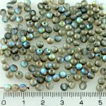 Round Czech Beads - Matte Graphite Silver Vitrail Rainbow Half - 4mm
