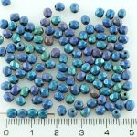 Round Faceted Fire Polished Czech Beads - Matte Purple Rainbow Iris - 4mm