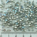 Round Czech Beads - Matte Graphite Silver Rainbow Half - 3mm