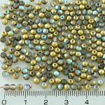 Round Czech Beads - Matte Crystal Rainbow Gold - 3mm
