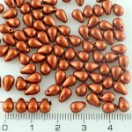 Teardrop Czech Beads - Matte Crystal Bronze Fire Red - 6mm