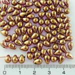 Teardrop Czech Beads - Metallic Purple Gold Luster - 6mm