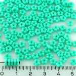 Forget-Me-Not Flower Czech Small Flat Beads - Opaque Turquoise Green - 5mm
