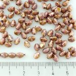 Pinch Czech Beads - Alabaster Picasso Brown Purple Gold Luster - 5mm