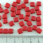 Two Hole Czech Beads - Pastel Dark Coral Red - 6mm