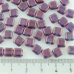 Two Hole Czech Beads - Crystal Vega Purple Luster - 6mm