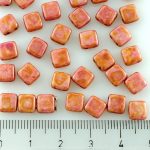 Two Hole Czech Beads - Picasso Red Brown Travertine - 6mm