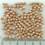 Round Faceted Fire Polished Czech Beads - Picasso Red White Opal Gold Luster Terracotta - 4mm