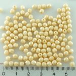 Round Faceted Fire Polished Czech Beads - Cream Chalk Orange Luster - 4mm