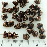 Bell Flower Caps Czech Beads - Metallic Shiny Bronze Brown Luster - 8mm