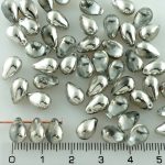Teardrop Czech Beads - Crystal Metallic Silver Half - 8mm