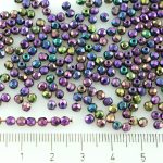 Round Faceted Fire Polished Czech Beads - Metallic Iris Purple Blue - 3mm