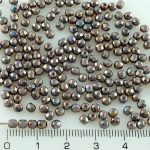 Round Faceted Fire Polished Czech Beads - Gray Purple - 3mm