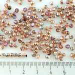 Round Faceted Fire Polished Czech Beads - Crystal Copper Rainbow - 3mm