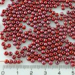 Round Czech Beads - Opaque Red Nebula - 3mm