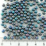 Round Czech Beads - Opaque Turquoise Nebula - 4mm