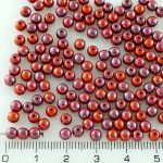 Round Czech Beads - Opaque Red Nebula - 4mm