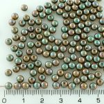 Round Czech Beads - Opaque Beige Nebula - 4mm