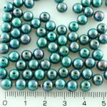Round Czech Beads - Opaque Turquoise Nebula - 6mm