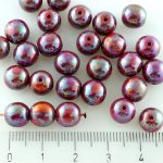 Round Czech Beads - Opaque Red Nebula - 8mm