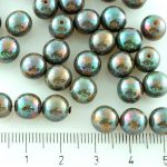 Round Czech Beads - Opaque Beige Nebula - 8mm
