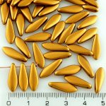 Dagger Leaf Czech Beads - Matte Bronze Gold - 16mm