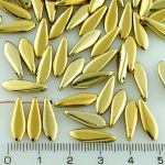 Dagger Leaf Czech Beads - Crystal Metallic Gold - 16mm