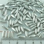 Dagger Leaf Czech Beads - Metallic Matte Aluminium Silver - 11mm