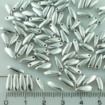 Dagger Leaf Czech Beads - Metallic Silver - 11mm