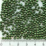 Round Czech Beads - Metallic Green Luster - 3mm