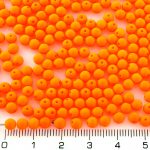 Round Czech Beads - UV Active Neon Orange Matte - 4mm