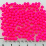 Round Faceted Fire Polished Czech Beads - UV Active Neon Pink Matte - 4mm