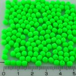 Round Faceted Fire Polished Czech Beads - UV Active Neon Green Matte - 4mm