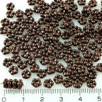 Forget-Me-Not Flower Czech Small Flat Beads - Metallic Shiny Bronze Brown Luster - 5mm