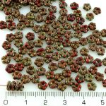 Forget-Me-Not Flower Czech Small Flat Beads - Picasso Coral Red - 5mm