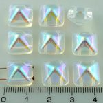 Pyramid Stud Two Hole Czech Beads - Crystal AB - 12mm