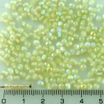 Round Faceted Fire Polished Czech Beads - Matte Green Rainbow - 3mm