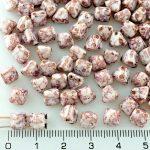 Pyramid Stud Two Hole Czech Beads - Picasso Purple Gold Luster Terracotta - 6mm