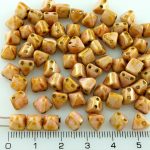 Pyramid Stud Two Hole Czech Beads - Picasso Pink Luster - 6mm