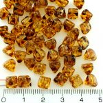 Pyramid Stud Two Hole Czech Beads - Picasso Yellow Crystal - 6mm
