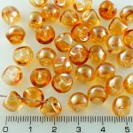 Mushroom Czech Beads - Crystal Yellow Orange Apricot Luster - 9mm