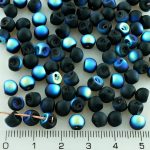 Mushroom Czech Beads - Matte Black AB Half - 6mm
